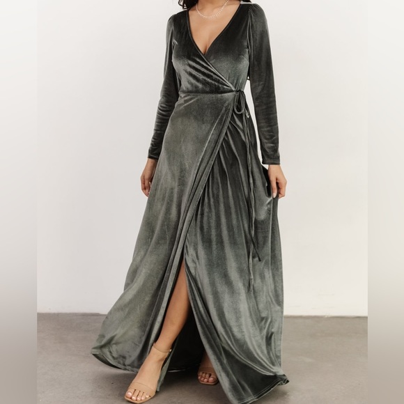Esmerelda Velvet Wrap Maxi Dress - Picture 6 of 14